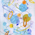 Spin and Swirl 8, 20 x 16 image, Monoprint with stencil 
